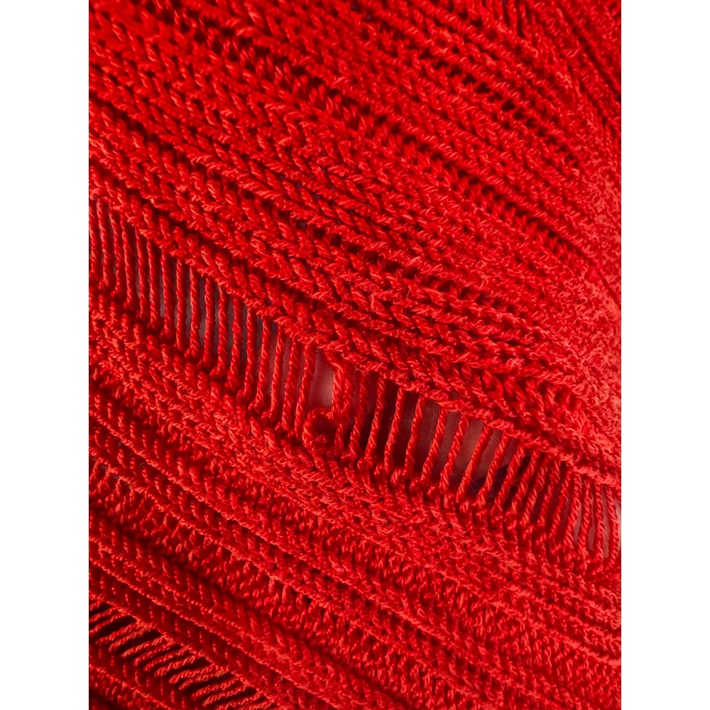 Anthropologie Red One Shoulder Open Knit Asymmetrical Ruched Top Small - Picture 6 of 6